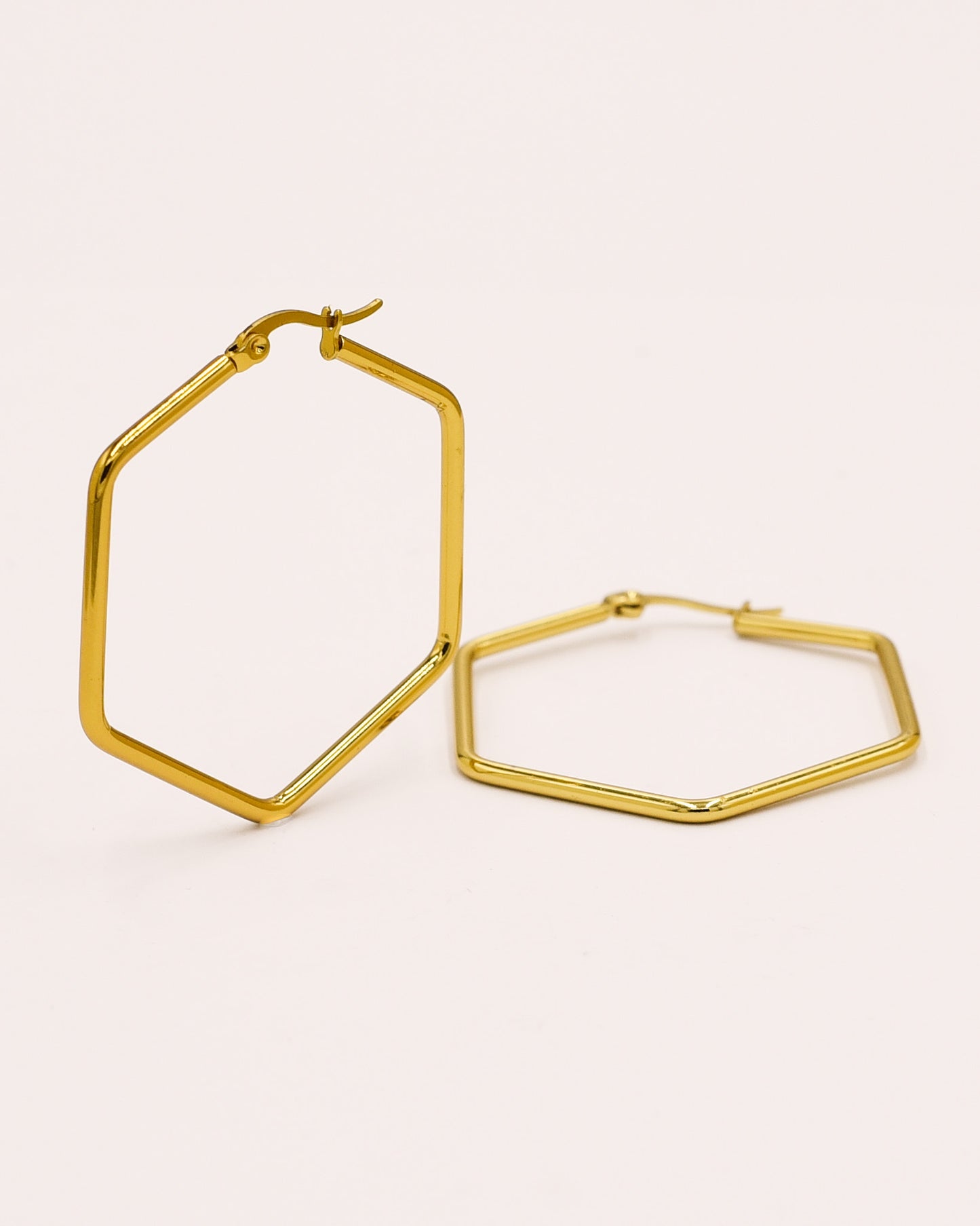 18k Gold plated hexagon hoops