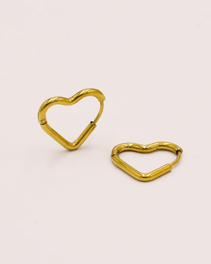 18k Gold plated full heart earrings