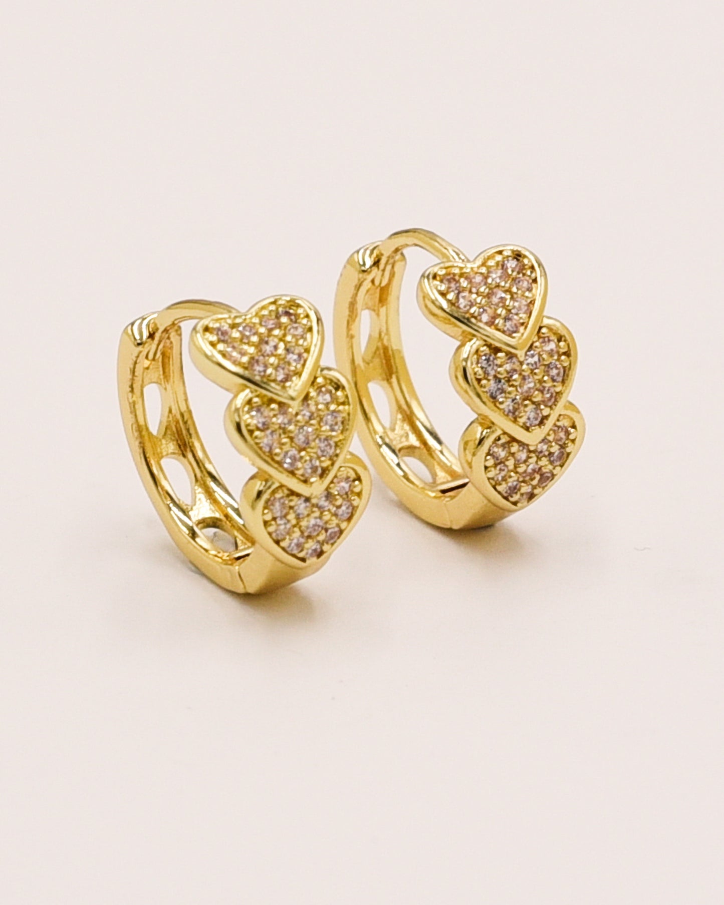 18k Gold plated triple heart earrings