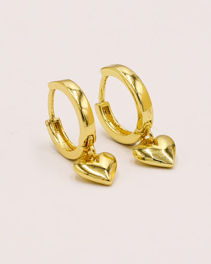 18k Gold plated heart earrings