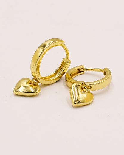 18k Gold plated heart earrings