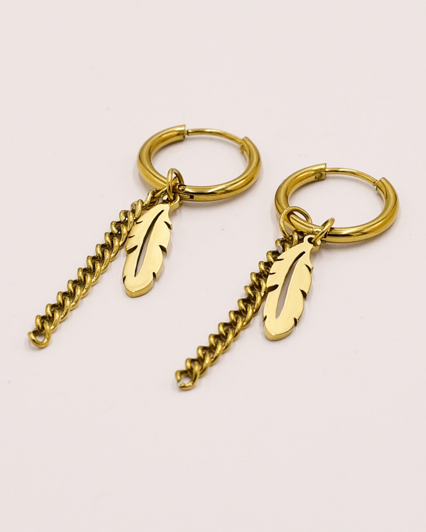 18k Gold plated feather earrings