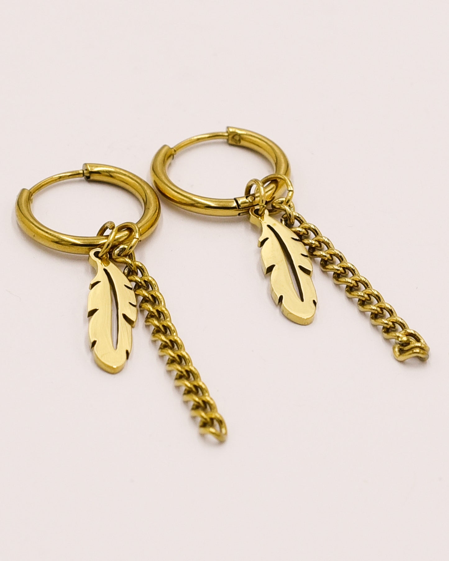 18k Gold plated feather earrings