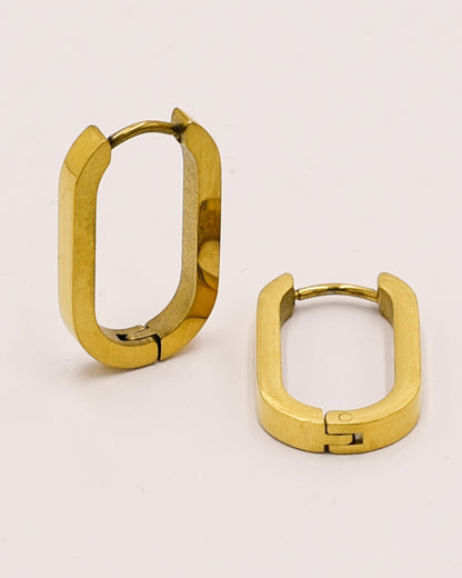18k Gold plated oval earrings