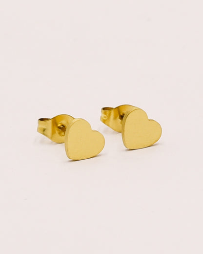 18k Gold plated heart stud earrings