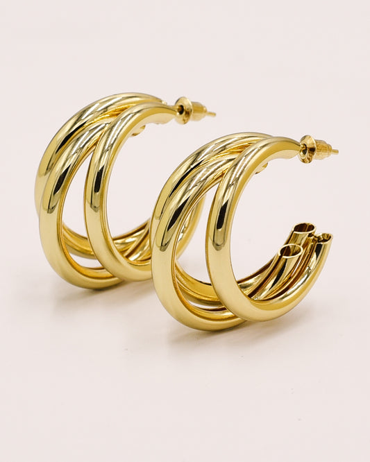 18k Gold plated triple hoops