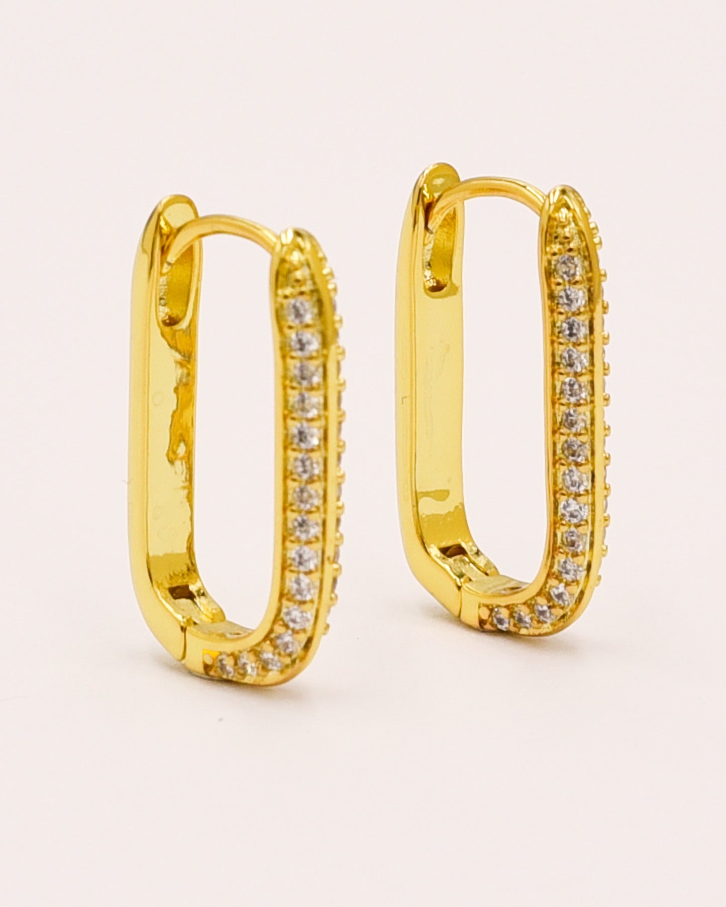 18k Gold plated zirkonia oval earrings