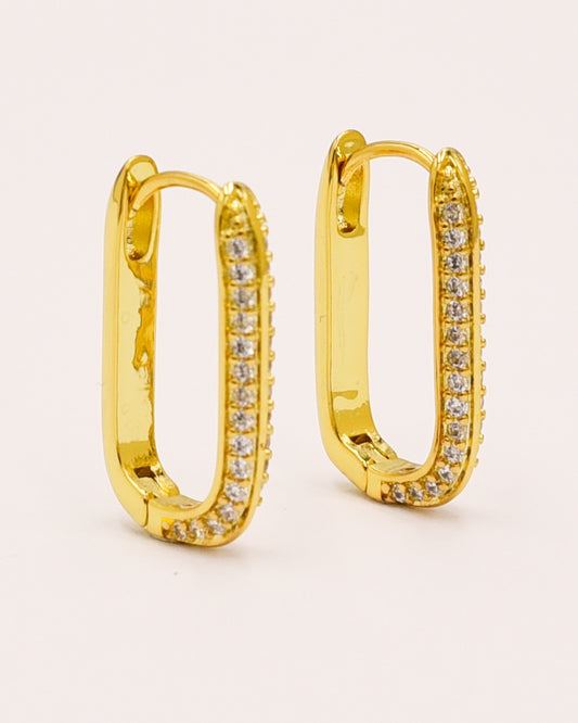 18k Gold plated zirkonia oval earrings