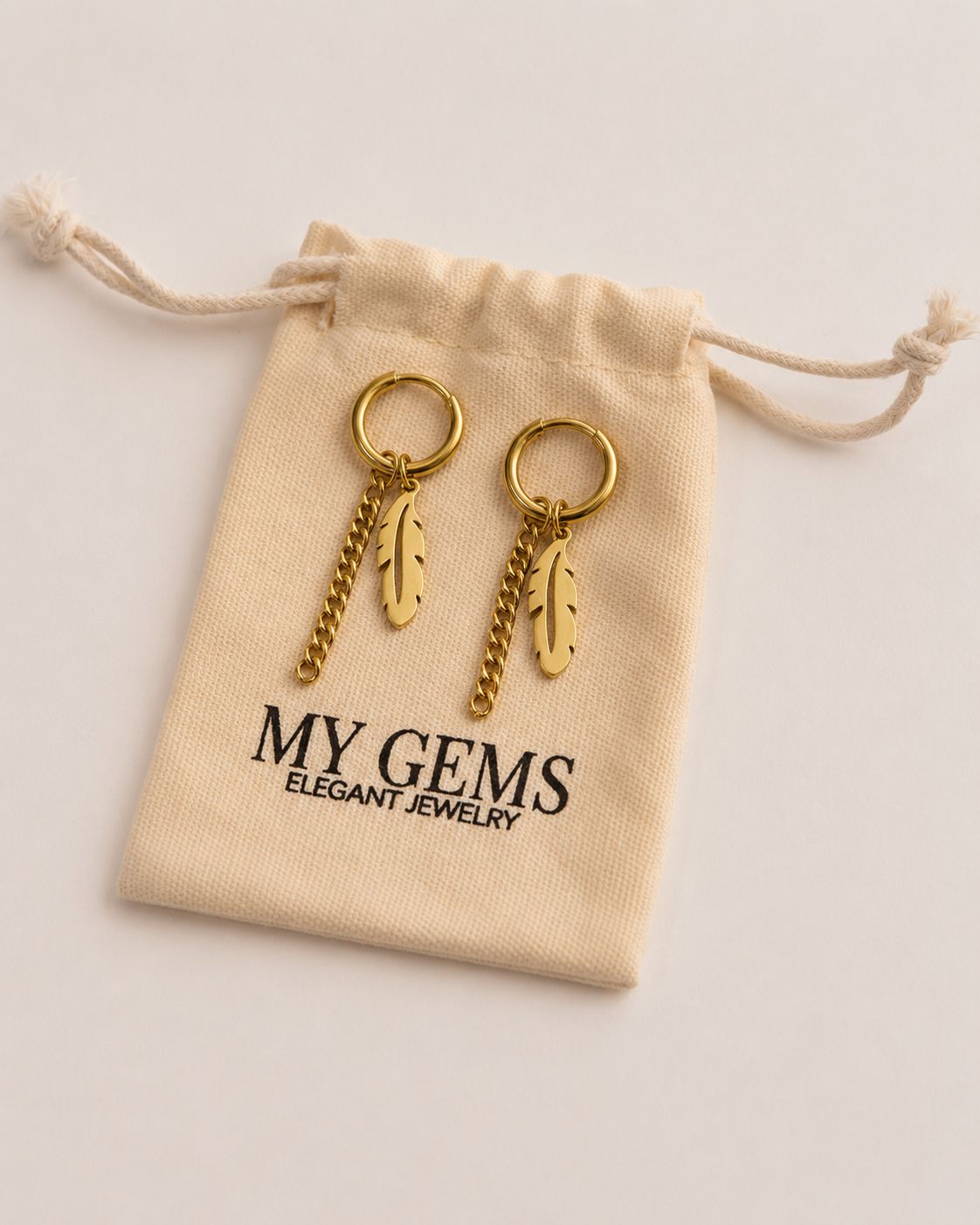 18k Gold plated feather earrings