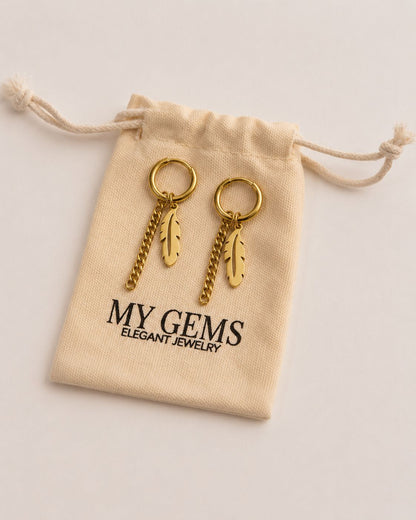18k Gold plated feather earrings