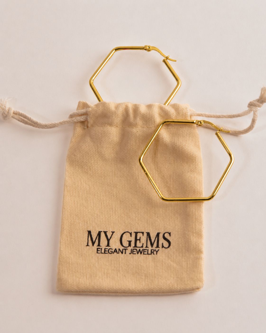 18k Gold plated hexagon hoops