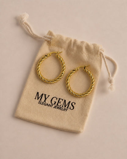 18k Gold plated braided hoops