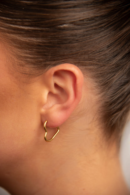 18k Gold plated full heart earrings