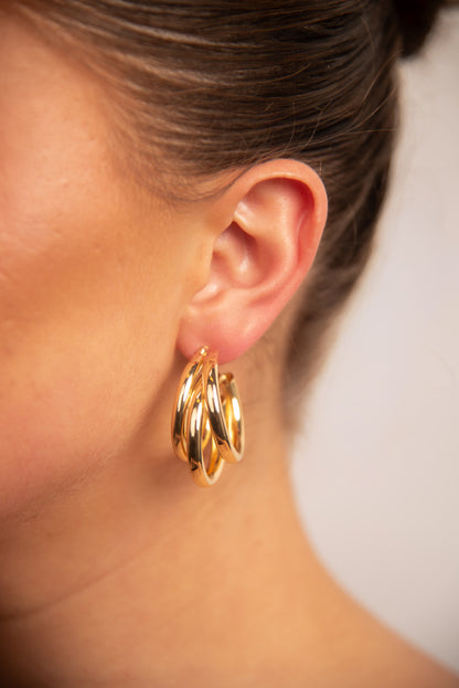 18k Gold plated triple hoops
