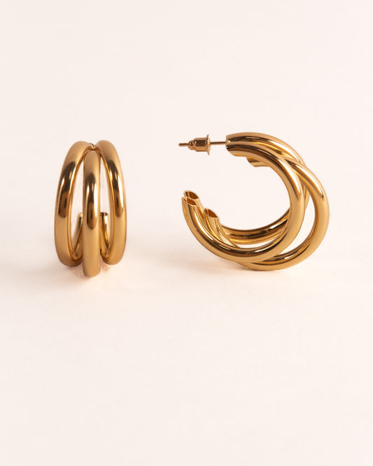 18k Gold plated triple hoops